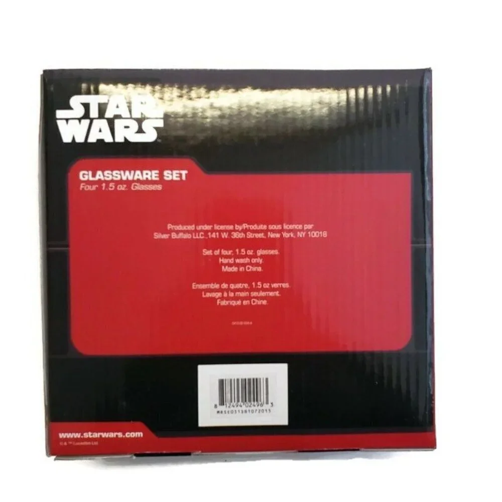 Disney Star Wars 1.5 oz Collectible Glassware Set Of Four Design Shot Glasses